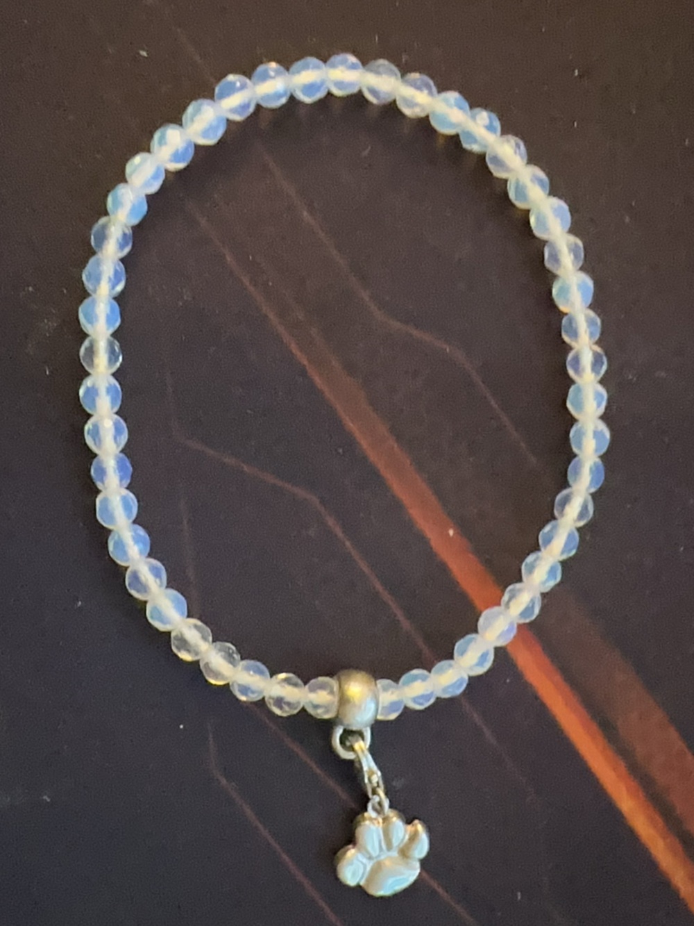 Chamilia Opalite Stretch Bracelet with Paw Charm - White/Blue